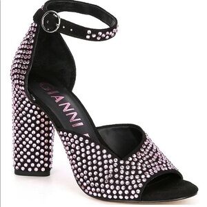 Ganni Black Heels with Pink Studs